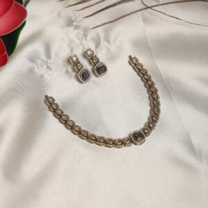 victorian kundan purple stone necklace