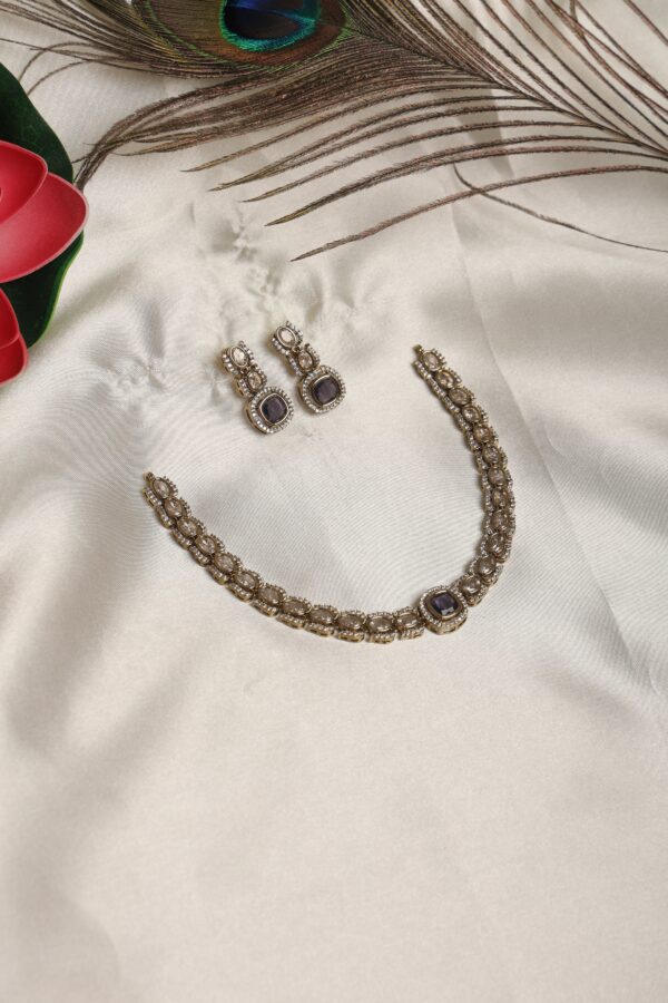 victorian kundan purple stone necklace